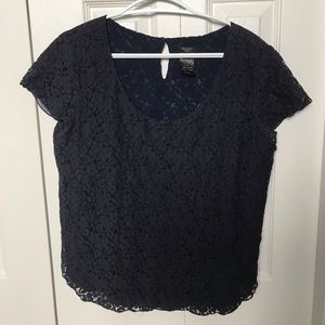 Aritzia Talula Betsy Blouse Navy lace size L